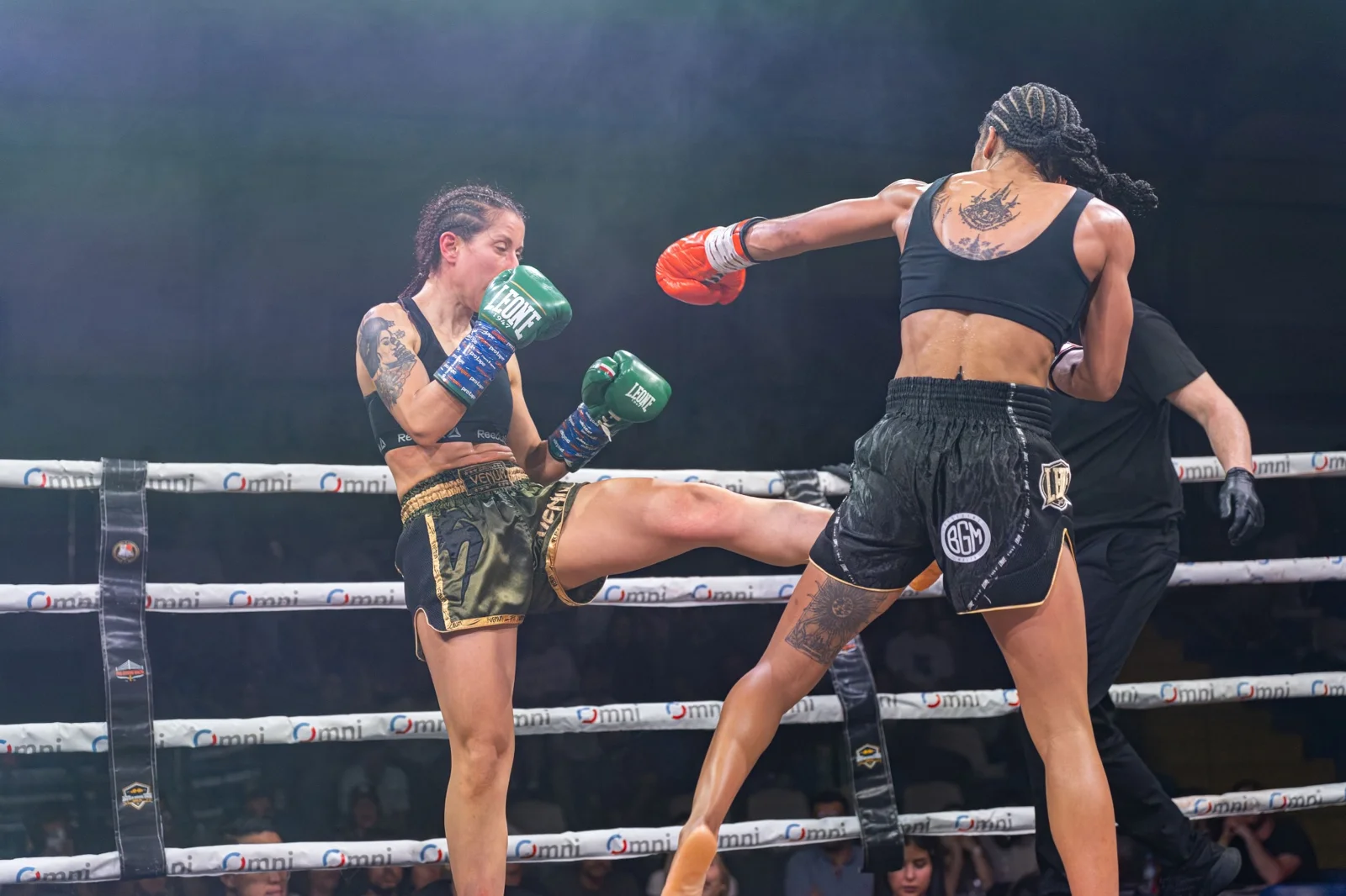 Bout action in the ring
